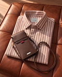 Roman Striped Khadi Shirt + Leather Phone Pouch