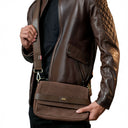 Trailblazer Leather Duffle Bag With Adjustable Shoulder Strap Detail. 