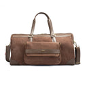 Trailblazer Premium Leather Duffle Bag In Brown Front View. 