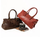 Weekender Leather Travel Bag Available In Red Rust And Coffee Colors.