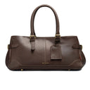 Weekender Premium Leather Travel Bag In Coffee Color Front View.