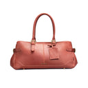 Weekender Premium Leather Travel Bag In Red Rust Front View.