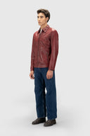 Yuri Rust Red Leather Jacket Side View