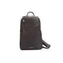 Zenith Premium Leather Sling Backpack In Espresso Front View. 