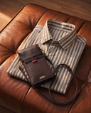 Roman Striped Khadi Shirt + Leather Phone Pouch